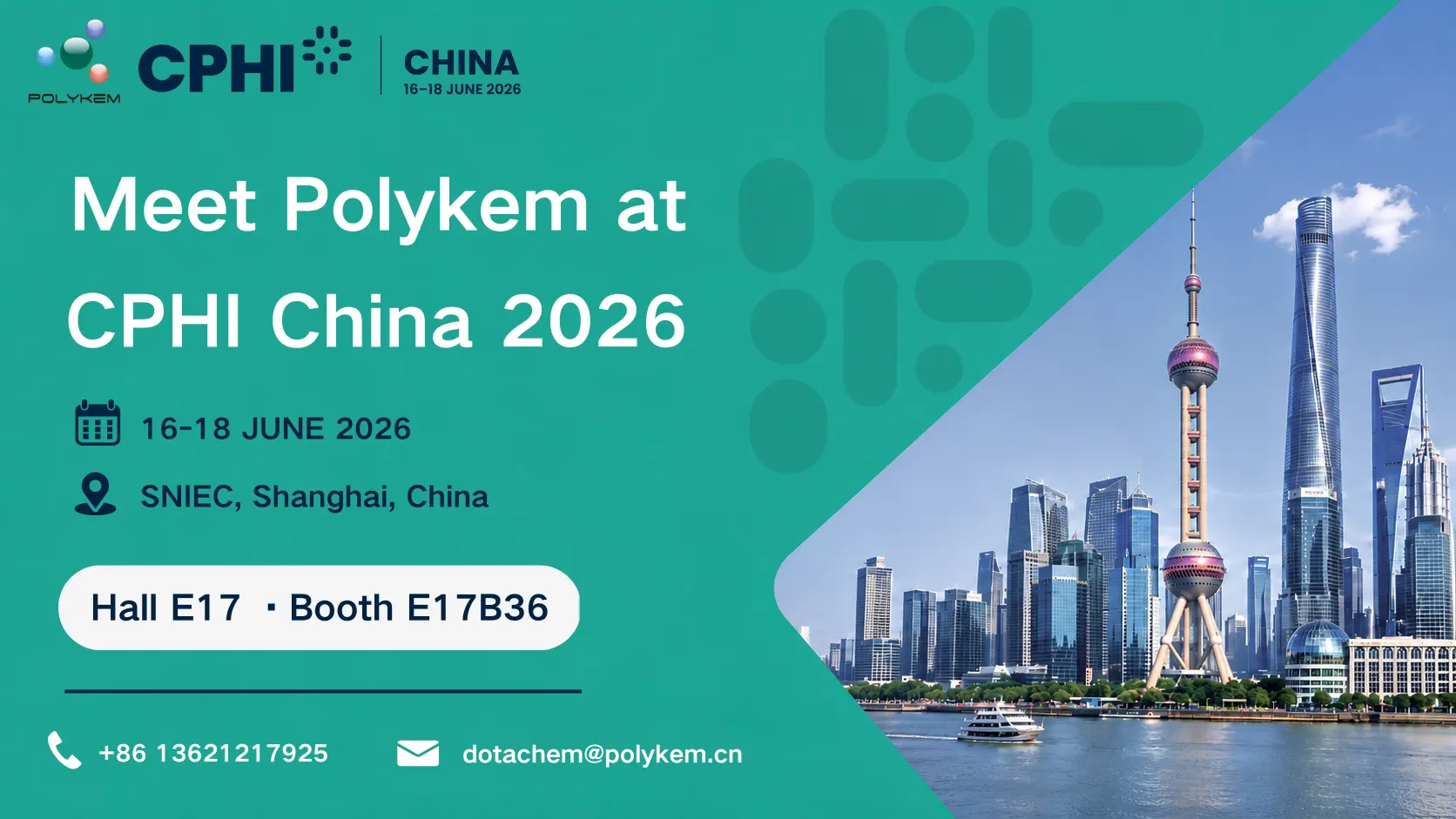 Polykem sẽ triển lãm tại CPHI & PMEC Trung Quốc 2026